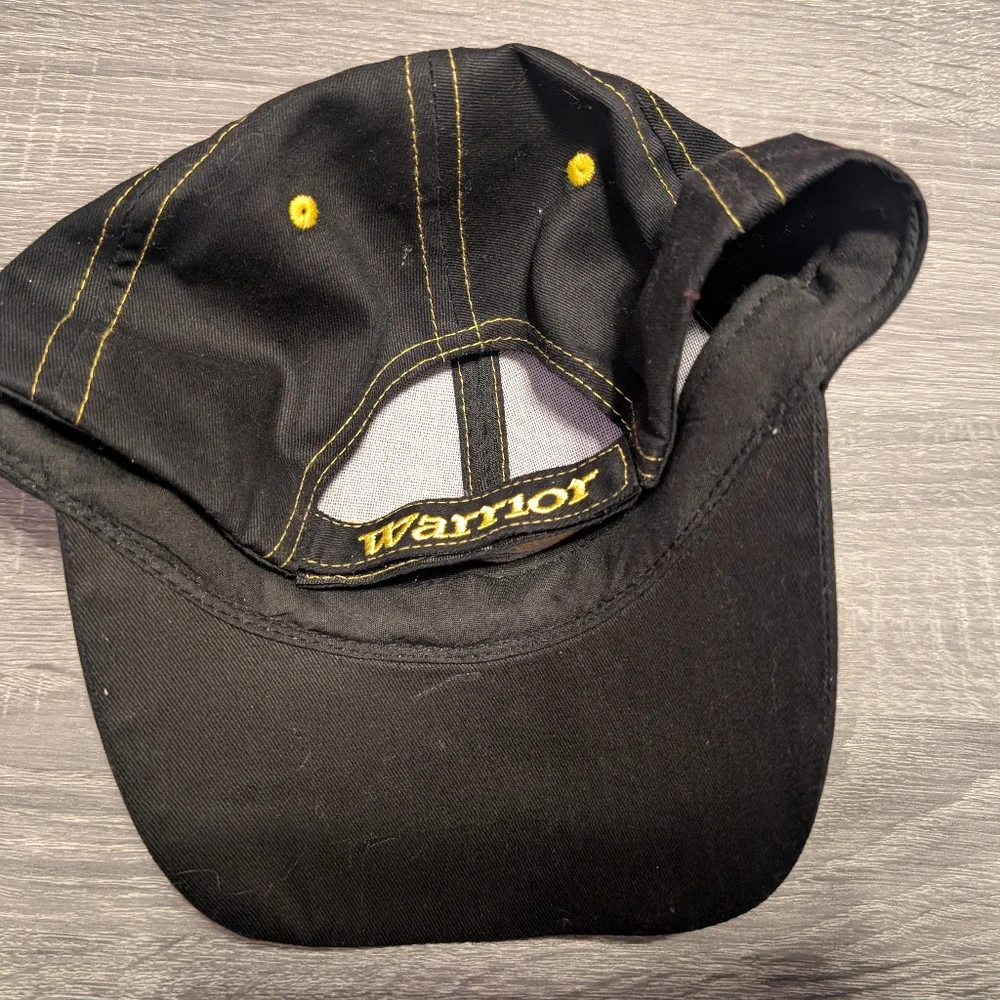 Warrior Custom Golf Club Hat Black Stitched Black Yellow Adjustable Cap Hat